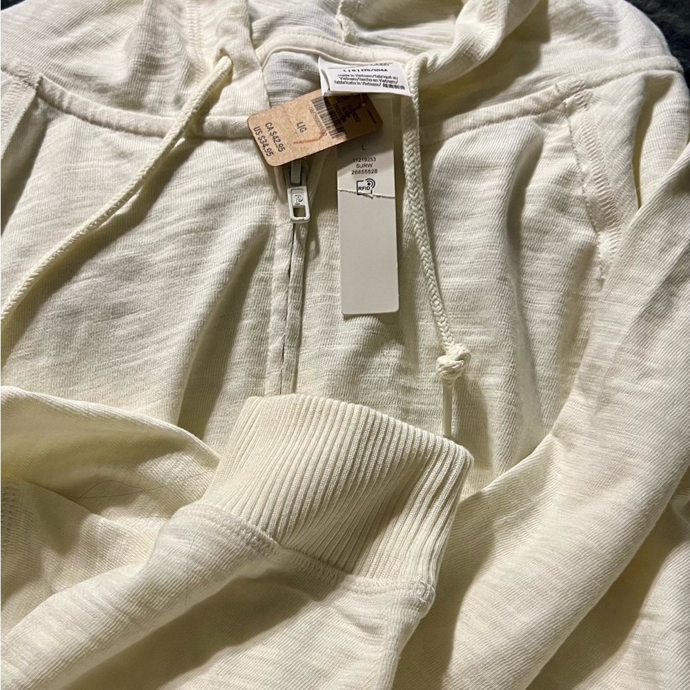 Victoria Secret PINK Large Cream Cropped Hoodie Sweatshirt